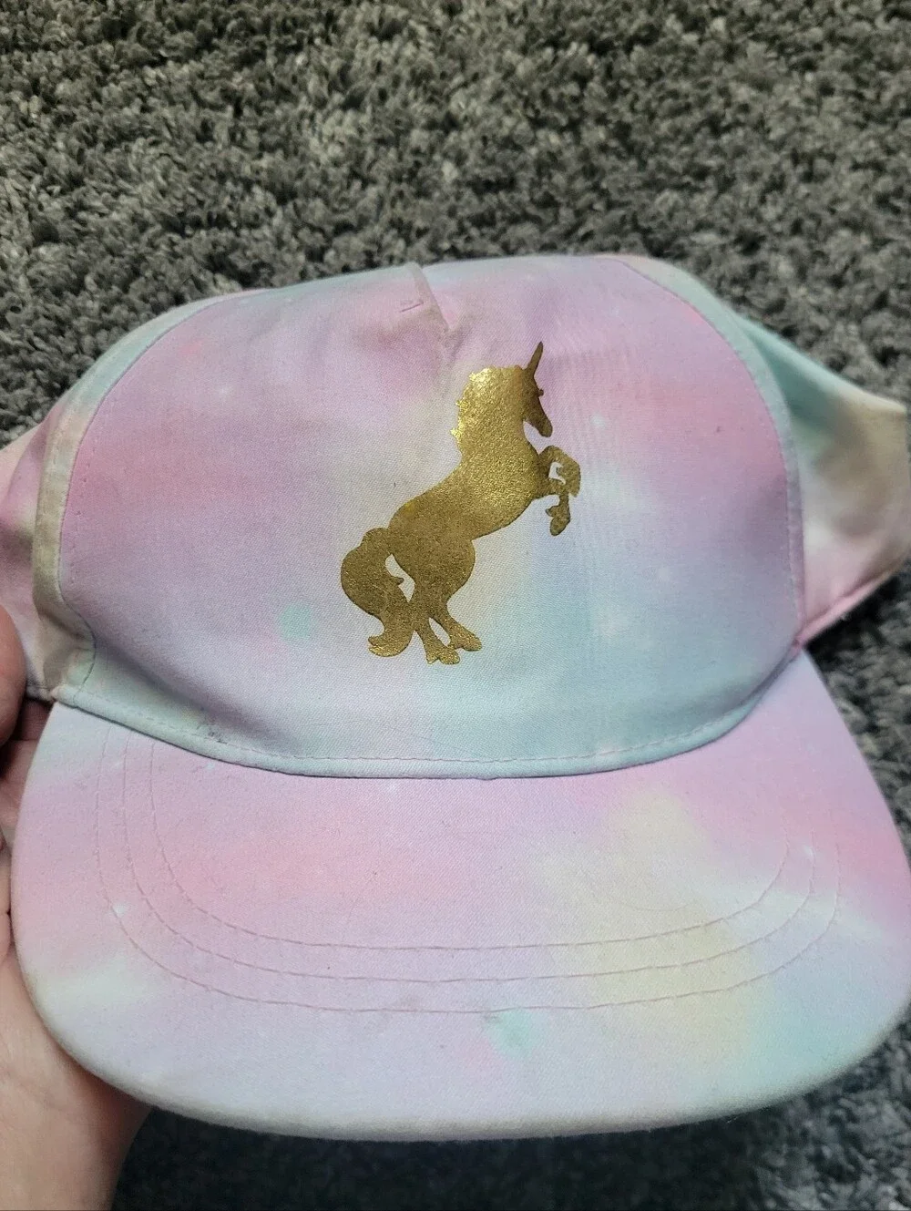 Kids Pastel Unicorn Cap with Gold Accent Adjustable